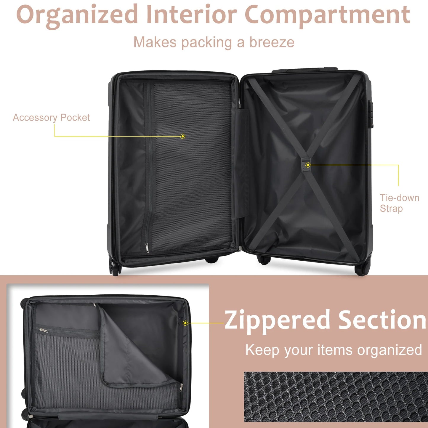 "Travel in Style and Security with Our Lightweight 20'' Hardshell Luggage Spinner Suitcase with TSA Lock"