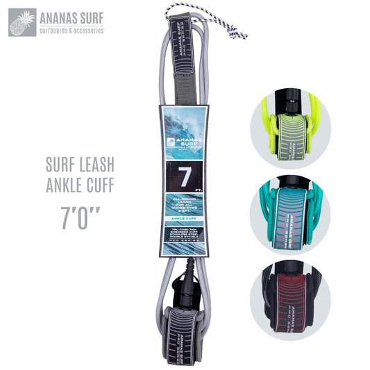 "Ultimate Pro Series Surfboard Leash - 7Ft. 213Cm Ankle Cuff Foot Leg Rope for Maximum Safety and Fun!"